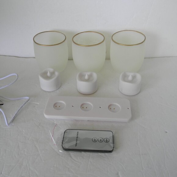 Luminesence Rechargeable 3-Piece Candles w/Glass Votives by Valerie PARR HILL - Picture 1 of 5